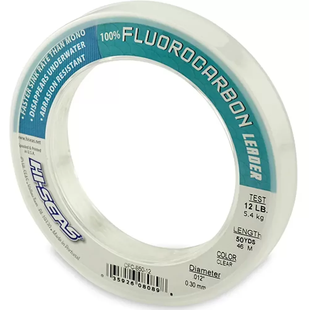 AFW HiSeas Clear 100% Fluorocarbon Leader 50yd