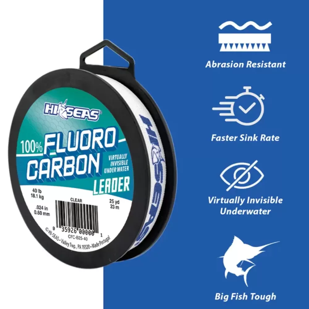 AFW HiSeas Clear 100% Fluorocarbon Leader 50yd