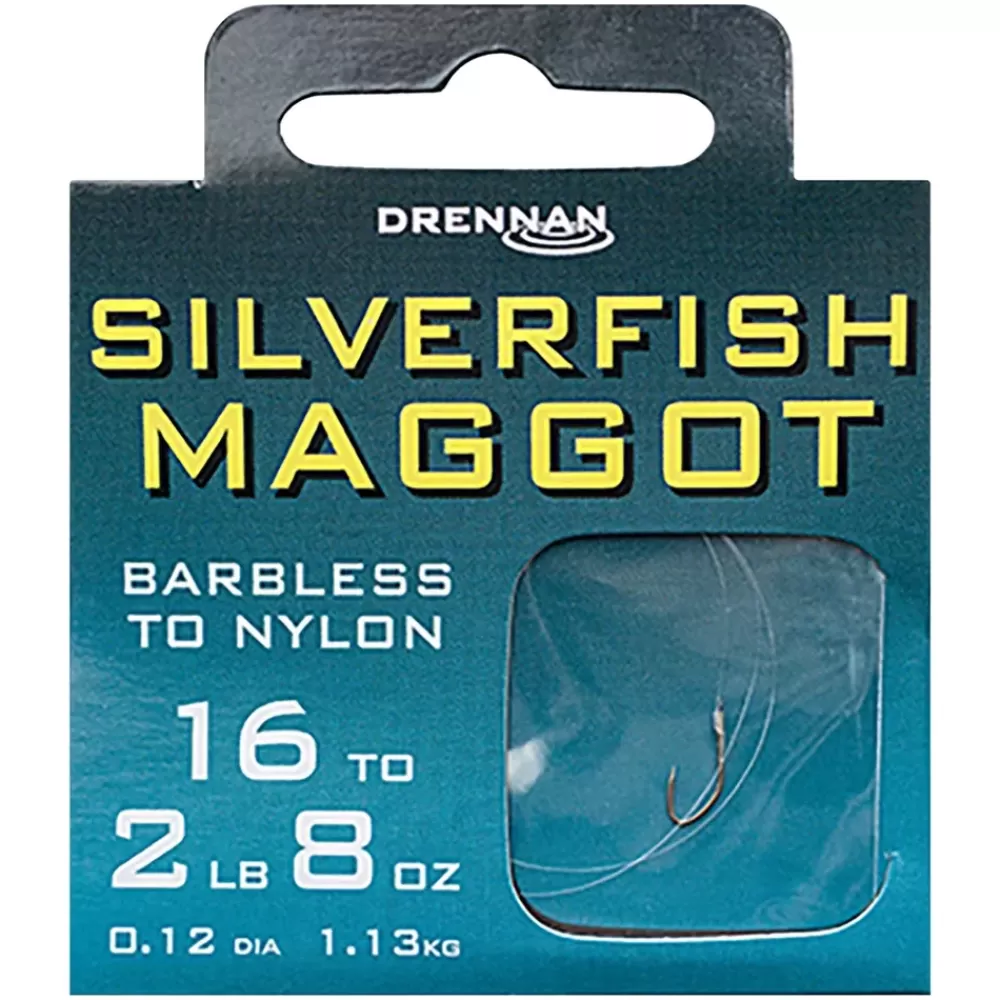 Drennan Silverfish Maggot Barbless Fishing Hooks To Nylon