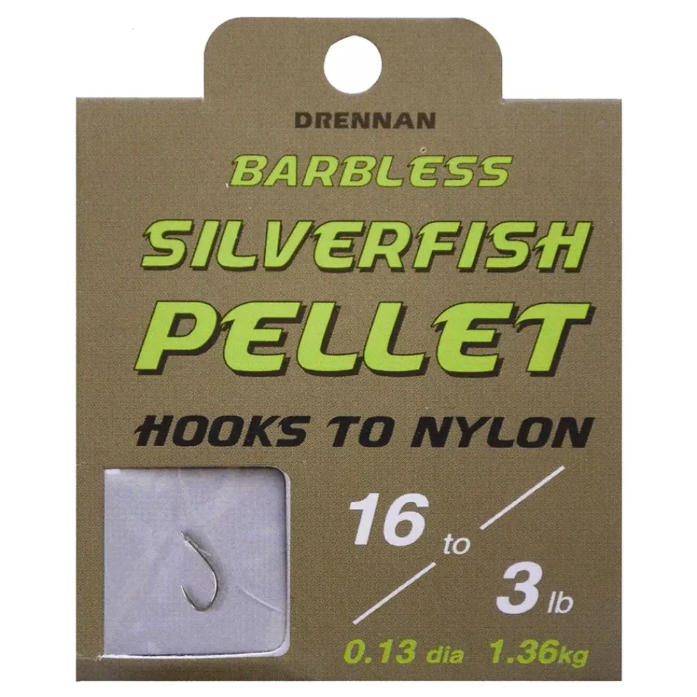 Drennan Silverfish Pellet Barbless Hooks To Nylon