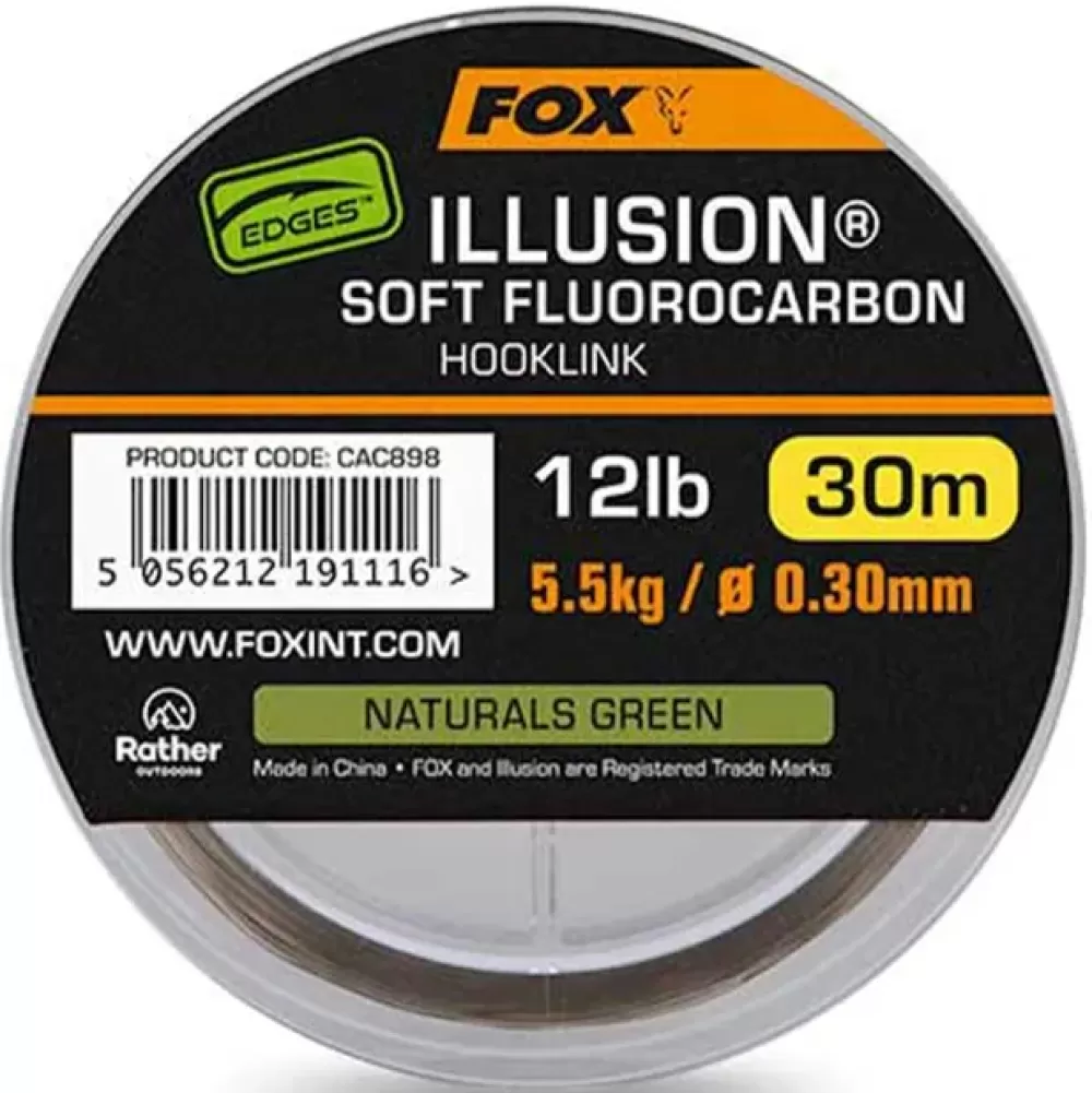Fox Edges Illusion Soft Fluorocarbon Hooklink Naturals Green 30m- Terminal Tackle