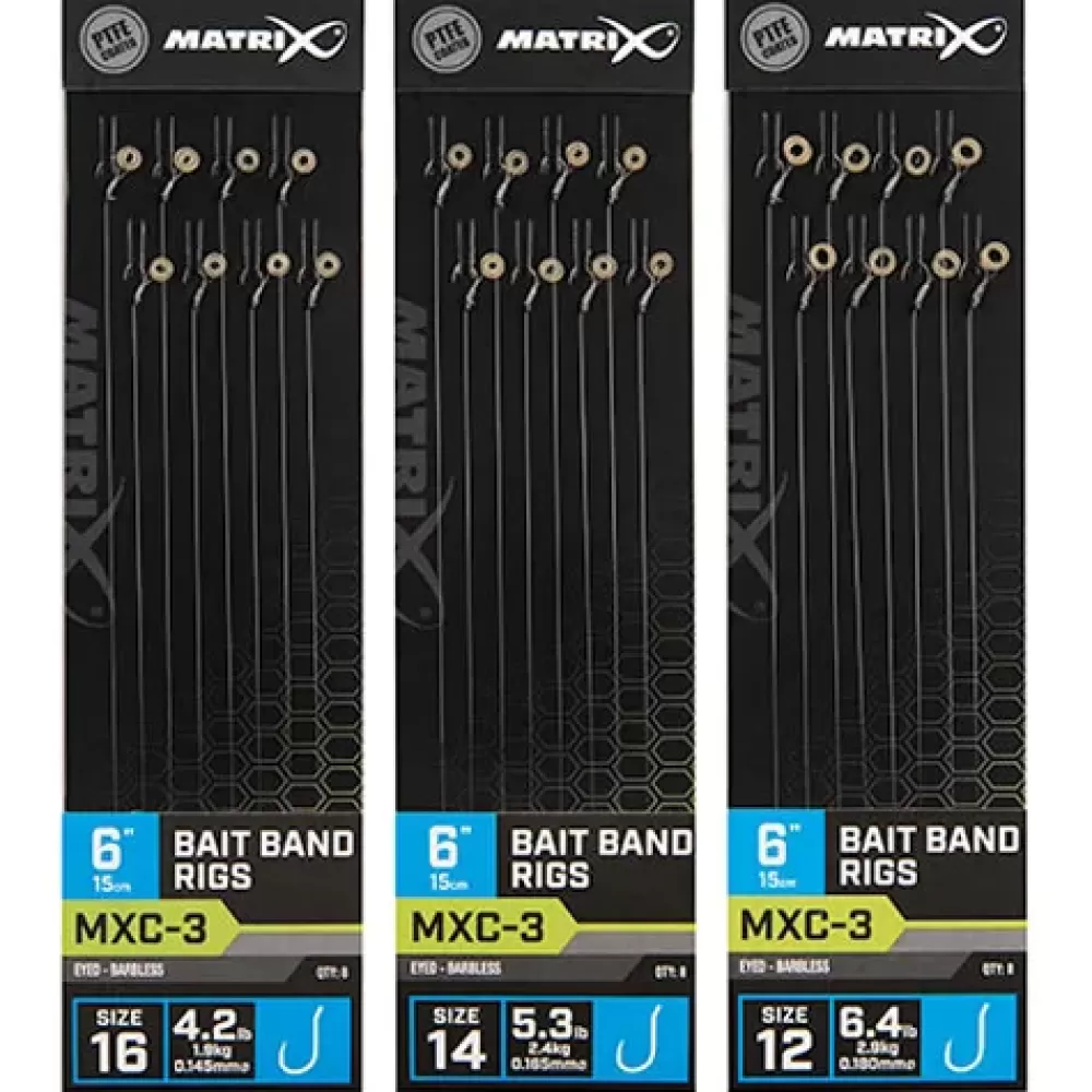 Matrix MXC-3 Eyed Barbless Bait Band Rigs 15cm