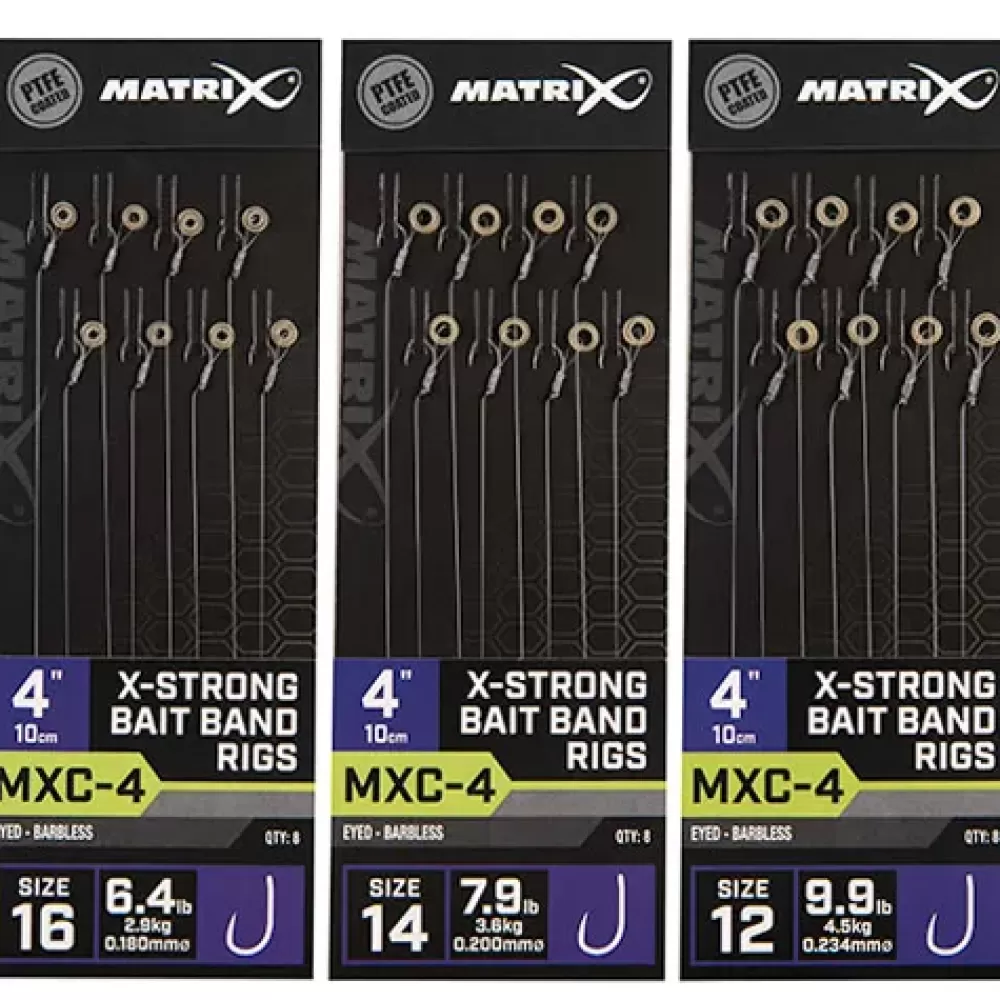 Matrix MXC-4 Eyed Barbless X-Strong Bait Band Rigs 10cm