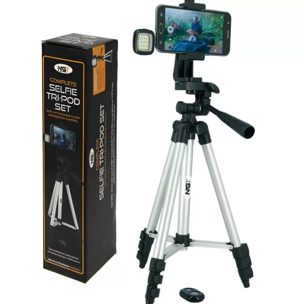 NGT Anglers Selfie Tripod Inc Light & Remote- Rod Support