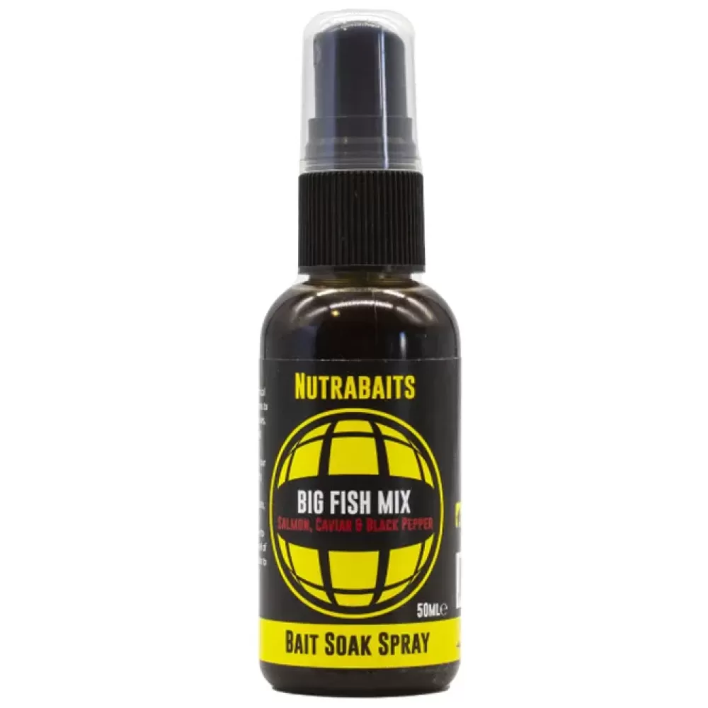 Nutrabaits Big Fish Mix Salmon Caviar & Black Pepper Fishing Bait Soak Spray 50ml- Bait & Additives