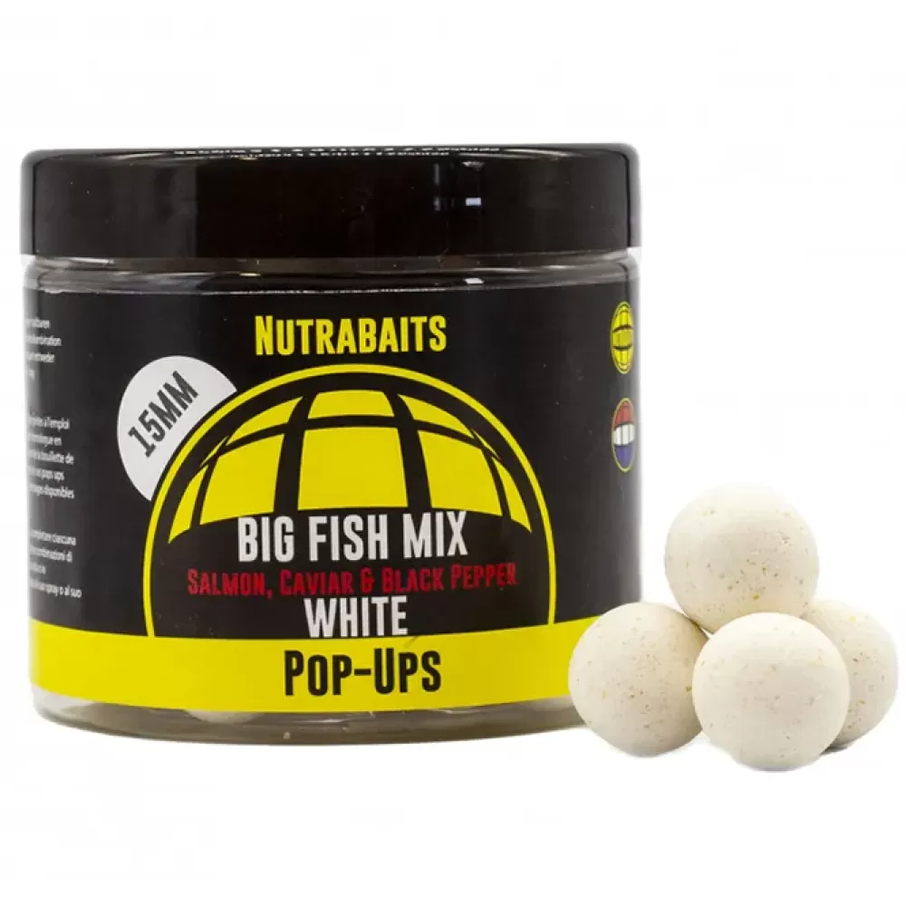 Nutrabaits Big Fish Mix Salmon Caviar & Black Pepper White Fishing Pop Ups- Bait & Additives