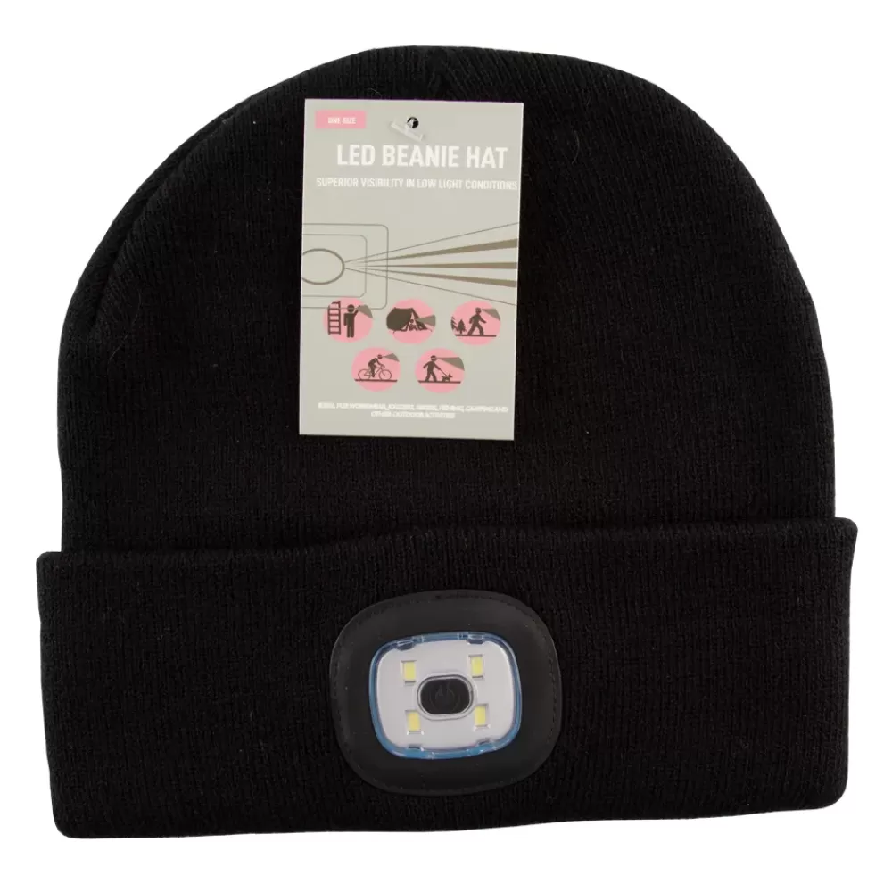 Platinum Accessories Ranger Adult LED Beanie Hat Black - One Size