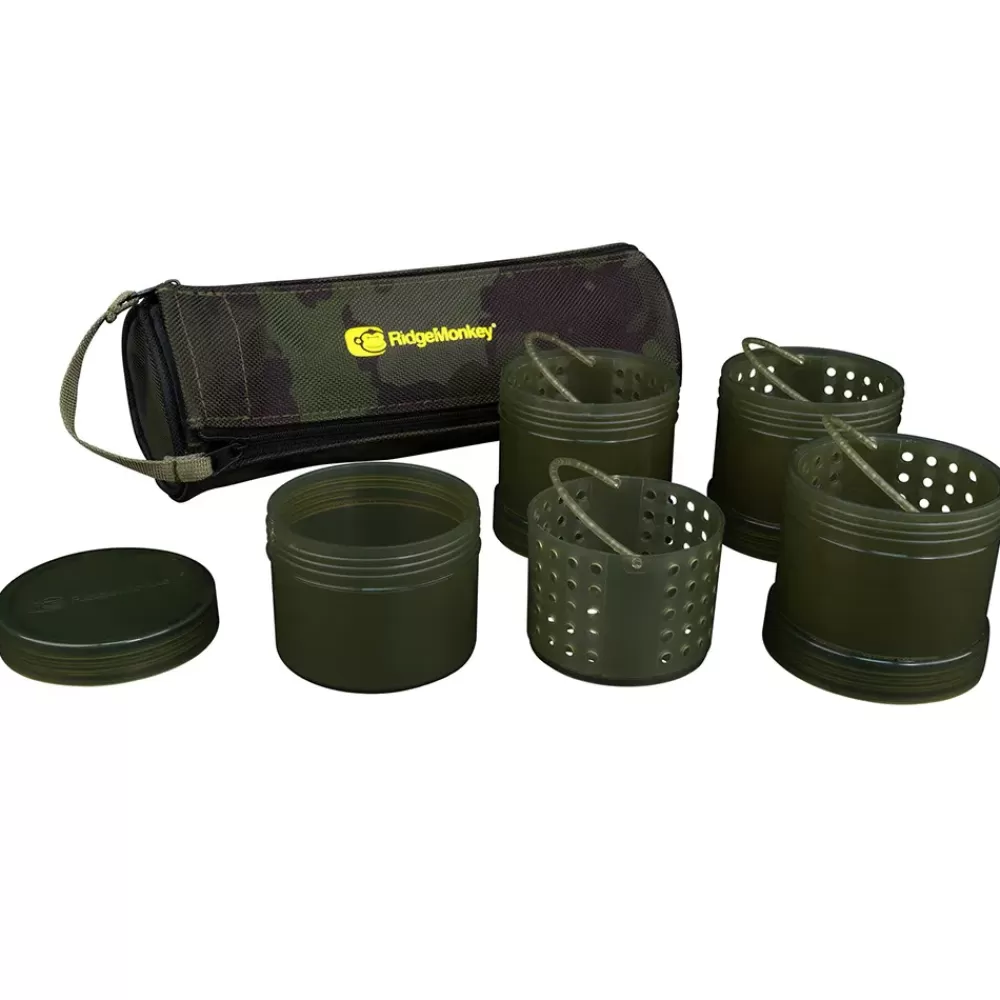 Ridge Monkey RidgeMonkey Modular Hookbait Pots With Camo Case- Bait Making Equipment