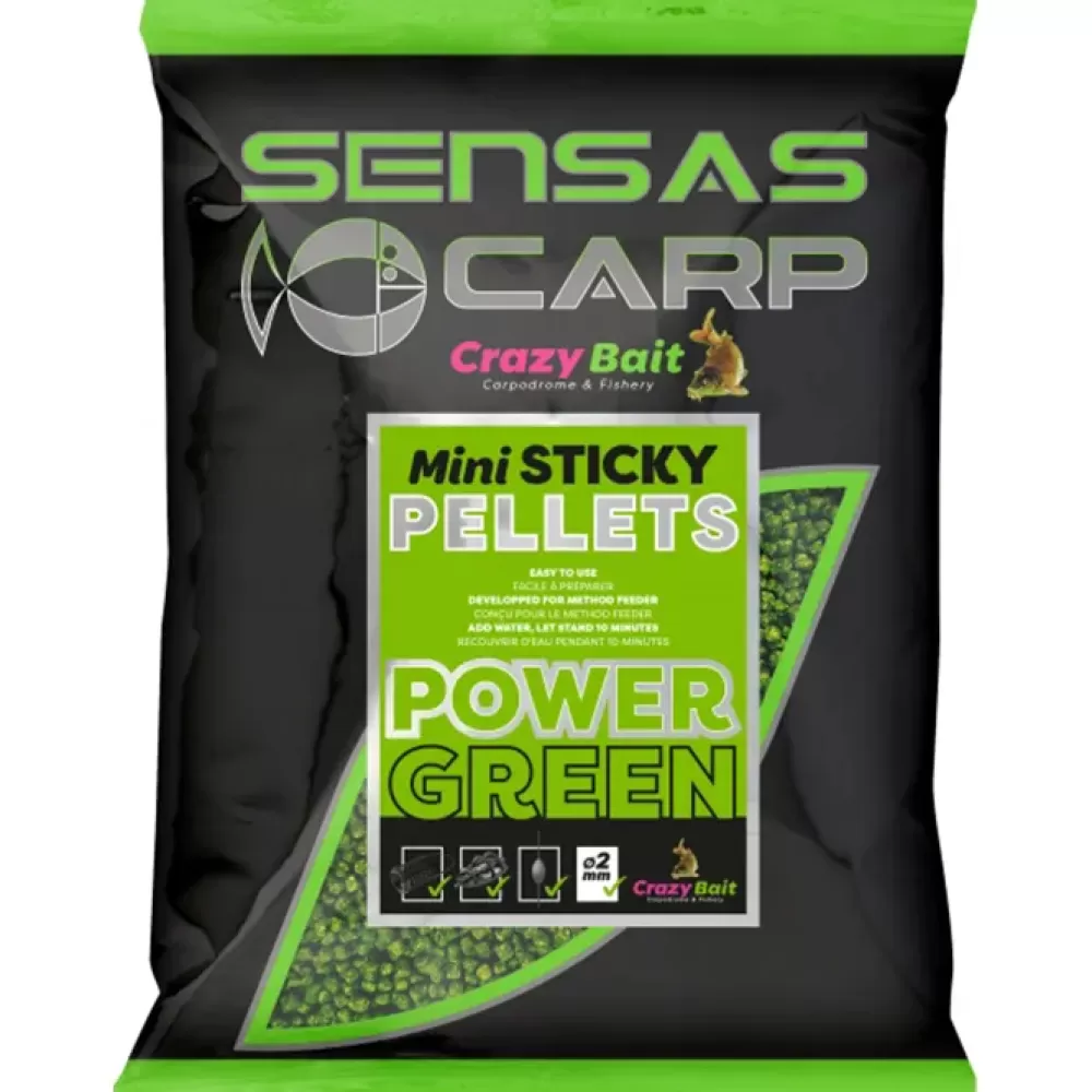 Sensas Crazy Bait Mini Sticky Pellets Power Green 700g